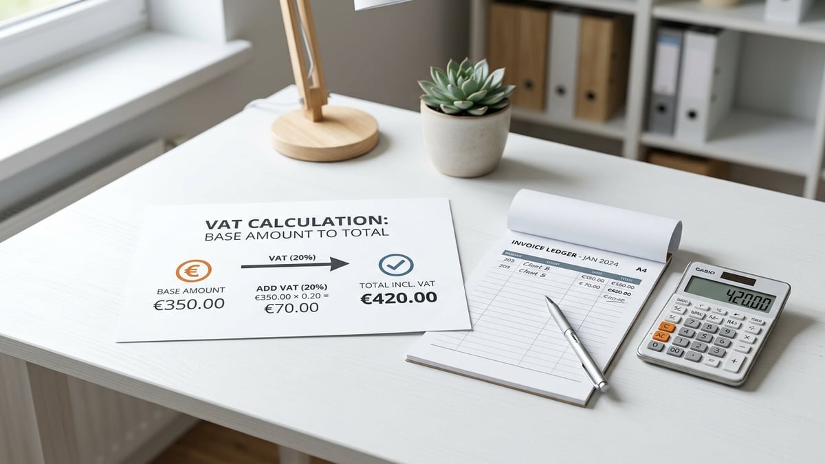 Infographie fiscale de la TVA en France montrant les 4 taux officiels et le cycle de conversion HT vers TTC